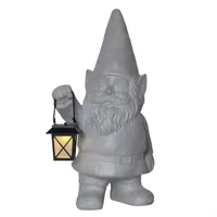 StarTrading Led-solar-figur'gnomy' Zwerg mit Laterne, grau
