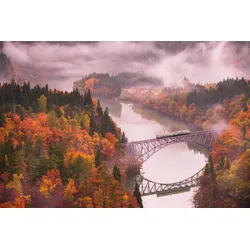 Fototapete PAPERMOON "Photo-Art KEI SASAKI, HERBST TADAMI LINE", bunt, B:4,00m L:2,60m, Vlies, Tapeten