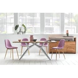 Esstisch SIT, braun (natur, antiksilber, antiksilber, natur), B:220cm H:73cm T:100cm, Platte Wildeiche geölt, Gestell Metall, Tische, Design-Gestell im industriellen Antiklook
