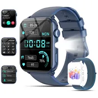 blackview Smartwatch Herren Damen, LED-Leuchte, 350mAh (6 Tage), 2 Armbänder Smartwatch (1.91 Zoll, iOS/Android), mit Wechselband aus weichemSilikon und Ladekabel, Antwort & Anruf tätigen,Herzfrequenz,Schlafmonitor,SpO2,Schritten,IP68 blau