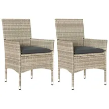 vidaXL Gartenstuhl 2 St.  Hellgrau  mit Kissen 55 x 70 x 106 cm Rattan