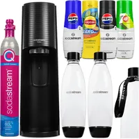 Sodastream Wassersprudler Terra Schwarz 2 Flaschen Sirup Lanyard Set - Schwarz