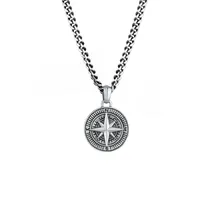 KUZZOI Halskette Herren Panzerkette Kompass 925 Silber schwarz 60