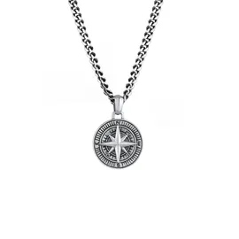 KUZZOI Halskette Herren Panzerkette Kompass 925 Silber schwarz 60