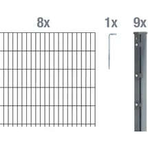 GAH Alberts Alberts Doppelstabmattenzaun 8-6-8, 2,5 m, Höhe 63-243 cm, Länge 10-30 m, Farbe:anthrazit, Zaun-Länge:20 m, Zaun-Höhe:163 cm