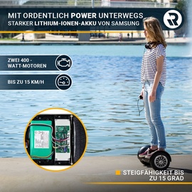 ROBWAY W3 Hoverboard für Erwachsene und Kinder, 10 Zoll Self-Balance-Scooter, Bluetooth, App, (Carbon)
