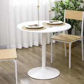 Homcom Runder Küchentisch 80 x 75 x 80 cm Weiß