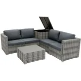 MONSTER SHOP Rattan Modular Gartenmöbel 6-tlg. grau