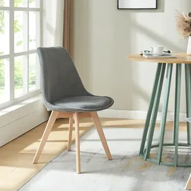 [en.casa] Esszimmerstuhl Fläten 2er Set Cord Grau