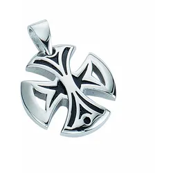 Kreuzkette ADELIA ́S "Halskette - Herren Edelstahl Kreuzkette mit Kreuz Anhänger aus", silber, Halsketten, Herren, Edelstahl, Schmuckset mit bis 45 cm stufenlos verstellbarer 925 Silber Halskette