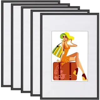 Woltu 5er Set, Bilderrahmen Kunststoff New Lifestyle schwarz 21x29,7cm( A4, - Woltu