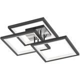 WOFI - dimmbare Deckenleuchte Wohnzimmer Deckenlampe LED Wohnzimmer dimmbar Lampe Schlafzimmer Decke grau, Metall, 37W 3800Lm warmweiß, LxBxH