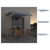 vidaXL LED Automatische Markise 450 x 300 cm blau/weiß inkl. Windsensor 3069131