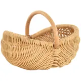Einkaufskorb/Bügelkorb/Shopper aus echtem Rattan, Henkel- Trage-Korb leicht und stabil (Honig)