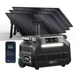 IEE 3200W Solargenerator P3200 mit 3x200W Solarpanel, 2048Wh Tragbare Powerstation, LiFePO4 Akku, 0–80% in 45 Min.Laden, APP, 16 Anschlüsse, Portable Power Station für Camping/Wohnmobile/Notstrom