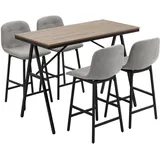 Homcom Bartisch mit Barhocker Set, Küchentisch, Bistrotisch mit 4 Stühlen, Bartisch Set für Küche, Wohnzimmer, Stahl,