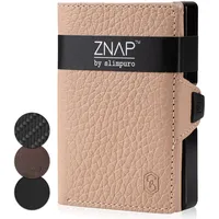 ZNAP® Slim Wallet Kreditkartenetui | Geldbörse Herren | Kartenhalter Geldbeutel Herren | Kartenetui Herren Geldbeutel | Herren Portemonnaie mit RFID Schutz | 8 Karten | Beige