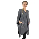 Antonio Poncho Damen Winter elegant mit praktischen Taschen - grau