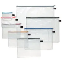FolderSys Reißverschlussbeutel je 1x A6, B6, A5, B5, A4, B4 transparent/farbsortiert 0,15 mm, 6 St.