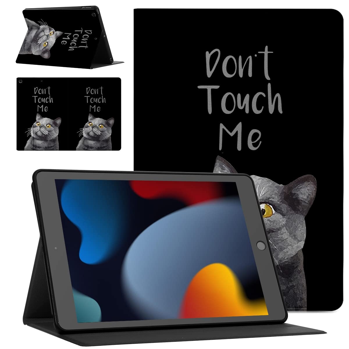 Pnakqil Tablet Hülle für Apple iPad Pro 11 2018/2020/2021 11 Zoll ablette Ultra Dünn Flip Schutzhülle Rücken Schwarz Weiches TPU PU Leder mit Standfunktion Stoßfest Multi-Winkel Verstellbar -Katze-3