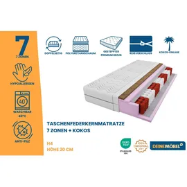 Deine Möbel 24 Taschenfederkernmatratze, Weiß, H4, 140x200 cm, atmungsaktiv, antibakteriell, Schlafzimmer, Matratzen Shop, Matratzen, Taschenfederkernmatratzen