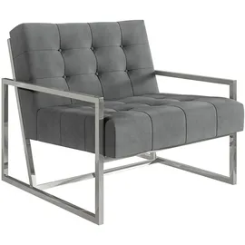 s-style möbel Loungesessel Tampa Samtstoff 84 x 81 x 89 cm Grau/Silber