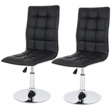 Mendler 2er-Set Esszimmerstuhl HWC-C41, Stuhl Küchenstuhl, höhenverstellbar drehbar, Kunstleder FSC®-zertifiziert ~ schwarz