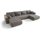 cornero Eckcouch Polyester 5-Sitzer Dunkelbeige