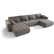 cornero Eckcouch Polyester 5-Sitzer Dunkelbeige