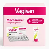 Vagisan Milchsäure 7 St. + Probe Intimwaschlotion, 10 ml - Vaginalzäpfchen zur Unterstützung der Scheidenflora und zur Vorbeugung von Scheideninfektionen - Intimpflege mit Milchsäure