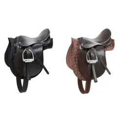 Haflinger Sattel - Sattelset komplett mit Sattel, Satteldecke, Steigbügel, Steigbügelriemen und Sattelgurt (Farbe: schwarz)