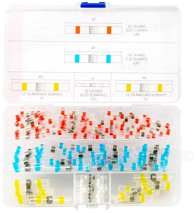 Set mit 100 Stück verzinnte Schrumpfverbinder (Stoßhülsen)