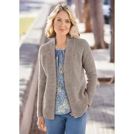 GOLDNER Elegante Grobstrickjacke taupe/melange 54