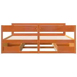 vidaXL Massivholzbett 180 x 200 cm Wachsbraun