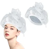 KSJEHW Net Plopping Cap für Lockiges Haar | Trockenhauben für Lockigem Haare | Haarnetz Plopping Haube mit Verstellbarem Kordelzug | Net Plopping Cap for Drying Curly Hair(Weiß)