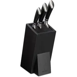 Navaris Messerblock 48460.02.2, Gummibaumholz, schwarz, 10,5x25cm, Borsteneinsatz