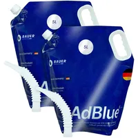 BAUER BLUE AdBlue Premium Harnstofflösung Standbeutel mit Ausgießer für Diesel-Motoren, ISO 22241 Konform – Optimale SCR-Abgasnachbehandlung, Made in Germany (10 Liter)