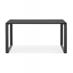 Gerader Schreibtisch mit Hartglas Tischplatte Metall Gestell  Design Bürotisch Arbeitsfläche  Minimalistischer Stil  Kadima Design