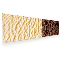 Primedeco Glasbild Wandbild Schokoladen und Vanilleeis mit Aufhängung, Süsses braun 120 cm x 40 cm