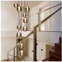 ZMH Pendelleuchte LED Höhenverstellbar Kronleuchter Glas Wohnzimmerlampe, LED wechselbar, Warmweiß, 10 Flammig schwarz