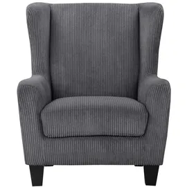 Home Affaire Ohrensessel HOME AFFAIRE "Chilly, Sessel mit Hocker", grau (anthrazit), B:84cm H:101cm T:84cm, 100% Polyester, Sessel, Ohrensessel, in Cord und Microfaser-Bezug, Unser Dauertiefpreis