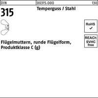 Industrial Quality Supplies Flügelmutter DIN 315 Temperg. M 14
