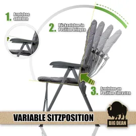 BigDean Campingstuhl Bequemer Grau