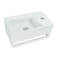 Aloni Solid Surface Waschbecken + Handtuchhalterung Hahnloch Rechts 36x20x16cm