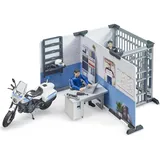 Bruder Polizeistation mit Polizeimotorrad 1:16