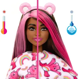 Mattel Barbie Cutie Reveal Glücksbärchis-Reihe mit Accessoires und Hurrabärchi-Kostüm, 10 Überraschungen