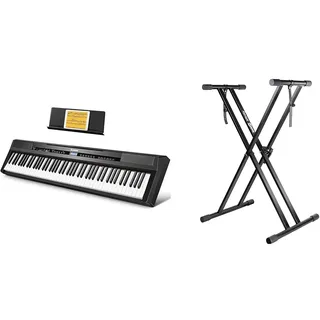 Donner E Piano Digitalpiano 88 Tasten & RockJam Xfinity Doublebraced Pre Assembled Keyboard Stand with Locking Straps