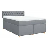 vidaXL Boxspringbett mit Matratze Hellgrau 160x200 cm Stoff