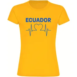 multifanshop Damen T-Shirt - Ecuador - Herzschlag - Druck blau - Frauen