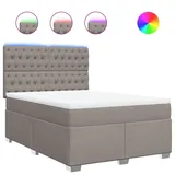 vidaXL Boxspringbett mit Matratze Taupe 140x200 cm Stoff